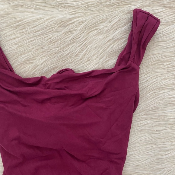 Halara Purple Tie Open Back Sleeveless Lace Up Split Hem Dress Red Violet - Picture 5 of 14